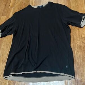ZegnaSport Men’s Black and Tan T-shirt Size M